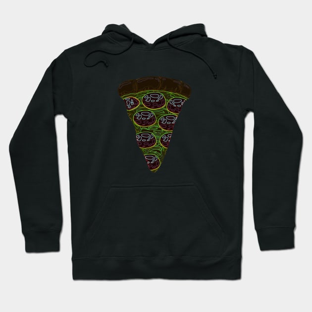 Psychedelic Pepperoni Pizza Design Hoodie by oggi0